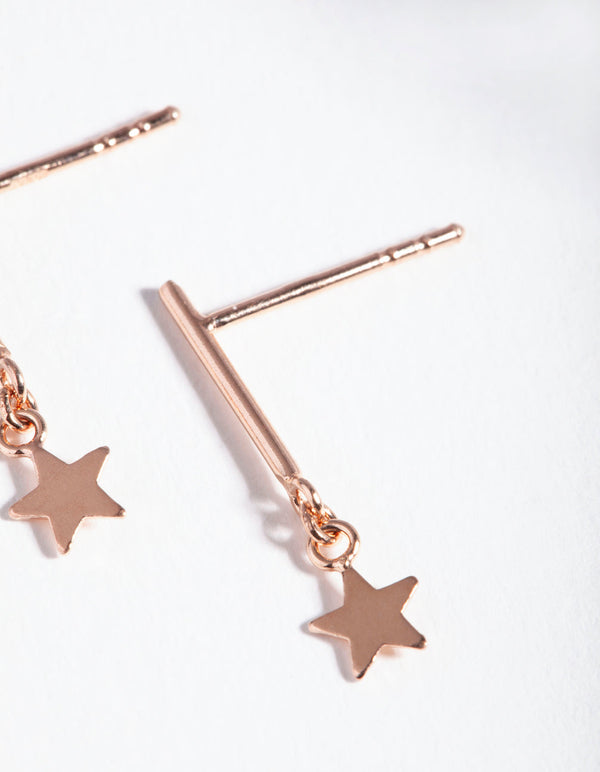 Rose Gold Plated Sterling Silver Star Drop Earrings