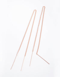 Rose Gold Plated Sterling Silver Long Chain Thread Through Earrings - link has visual effect only