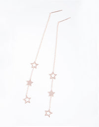 Rose Gold Plated Sterling Silver Star Thread Through Earrings - link has visual effect only