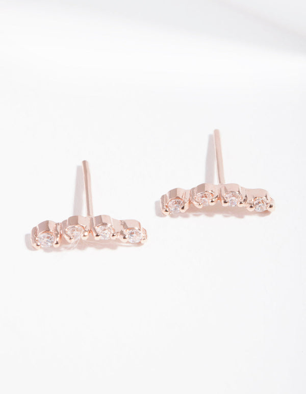 Rose Gold Plated Sterling Silver Cubic Zirconia Crawler Earrings