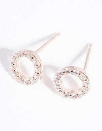 Rose Gold Plated Sterling Silver Pave Open Circle Stud Earrings - link has visual effect only