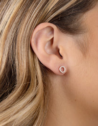 Rose Gold Plated Sterling Silver Pave Open Circle Stud Earrings - link has visual effect only
