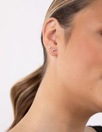 Rose Gold Plated Sterling Silver Pearl Moon Stud Earring 3 Pack - link has visual effect only