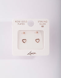 Rose Gold Plated Sterling Silver Ball and Heart Stud Earring 2 Pack - link has visual effect only