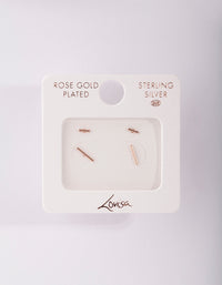 Rose Gold Plated Sterling Silver Stick Stud Earring 2 Pack - link has visual effect only