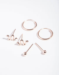Rose Gold Plated Sterling Silver Snake Hoop Earring 3 Pack - link has visual effect only