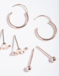 Rose Gold Plated Sterling Silver Snake Hoop Earring 3 Pack - link has visual effect only