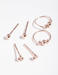 Rose Gold Plated Sterling Silver Ball Cluster Earring 3 Pack - link has visual effect only
