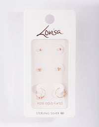Rose Gold Plated Sterling Silver Ball Cluster Earring 3 Pack - link has visual effect only