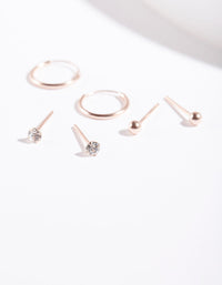 Rose Gold Plated Sterling Silver Diamante Ball and Hoop Earring 3 Pack - link has visual effect only