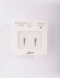 Rose Gold Plated Sterling Silver Rainbow Diamante Huggie Earrings - link has visual effect only