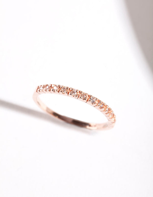 Rose Gold Plated Sterling Silver Cubic Zirconia Ring