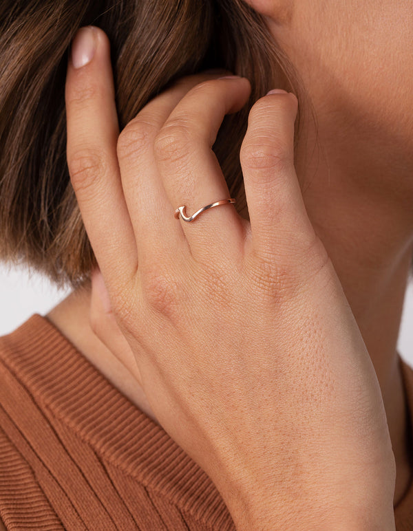 Rose Gold Plated Sterling Silver Wave Ring