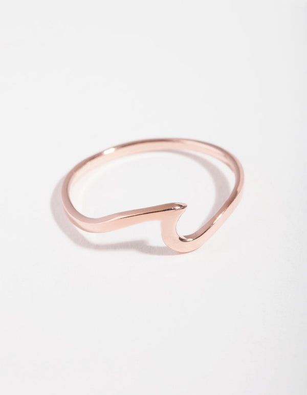 Rose Gold Plated Sterling Silver Wave Ring