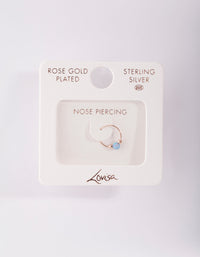 Rose Gold Plated Sterling Silver Synthetic Opal Nose Ring - link has visual effect only