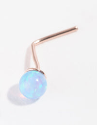 Rose Gold Plated Sterling Silver Synthetic Opal Nose Stud - link has visual effect only