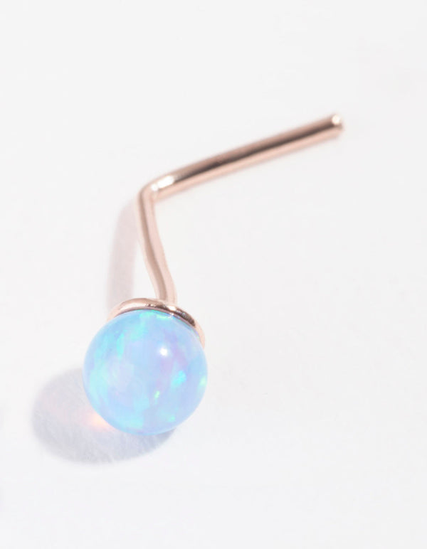 Rose Gold Plated Sterling Silver Synthetic Opal Nose Stud