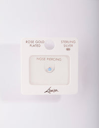 Rose Gold Plated Sterling Silver Synthetic Opal Nose Stud - link has visual effect only