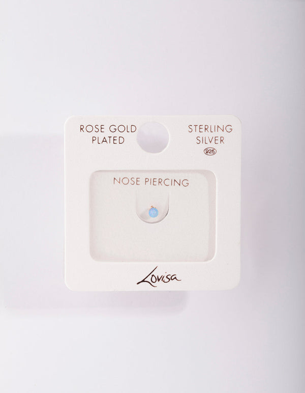 Rose Gold Plated Sterling Silver Synthetic Opal Nose Stud