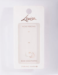 Rose Gold Plated Sterling Silver Diamante Nose Piercing 3 Pack - link has visual effect only