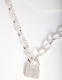 Silver Padlock Chunky Chain Necklace - link has visual effect only