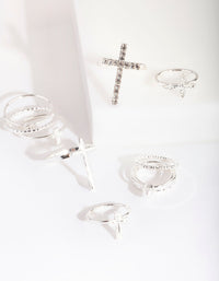 Silver Diamante Cross Ring - link has visual effect only
