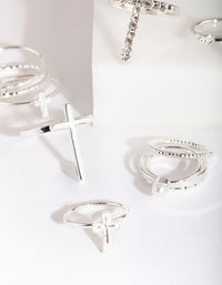 Silver Diamante Cross Ring - link has visual effect only