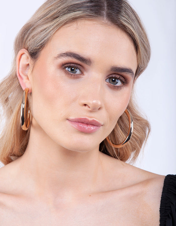 Real Gold Plated Large Open Hoop Earrings