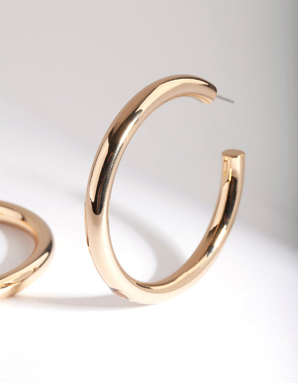 Real Gold Plated Large Open Hoop Earrings