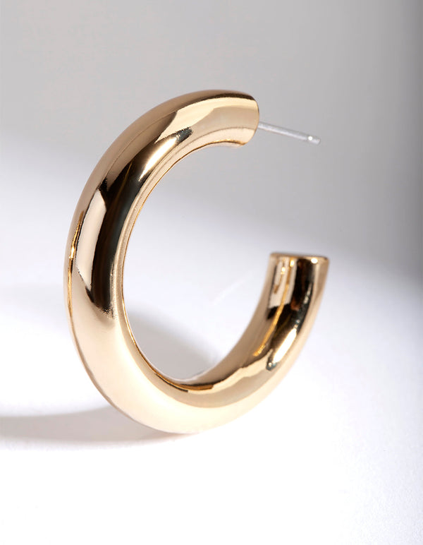 Real Gold Plated Medium Open Hoop Earrings