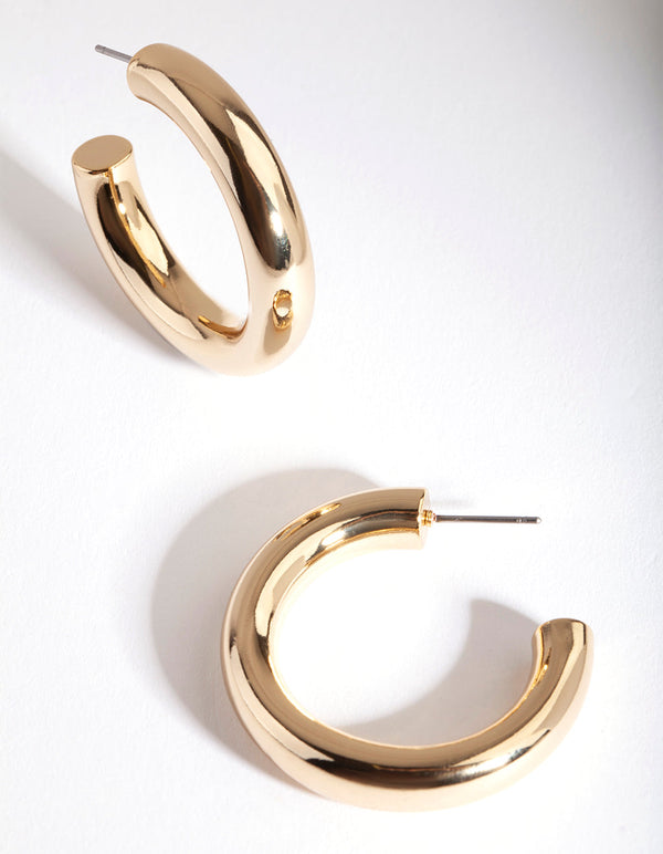 Real Gold Plated Medium Open Hoop Earrings