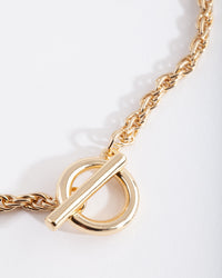 Real Gold Plated Rope Necklace with Front Clasp - link has visual effect only