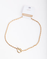 Real Gold Plated Rope Necklace with Front Clasp - link has visual effect only