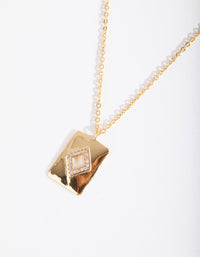 Real Gold Plated Diamond Cutout Necklace - link has visual effect only