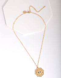 Real Gold Plated Diamante Eye Medallion Necklace - link has visual effect only