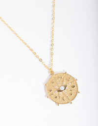 Real Gold Plated Diamante Eye Medallion Necklace - link has visual effect only