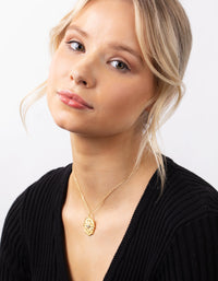 Real Gold Plated Diamante Eye Medallion Necklace - link has visual effect only