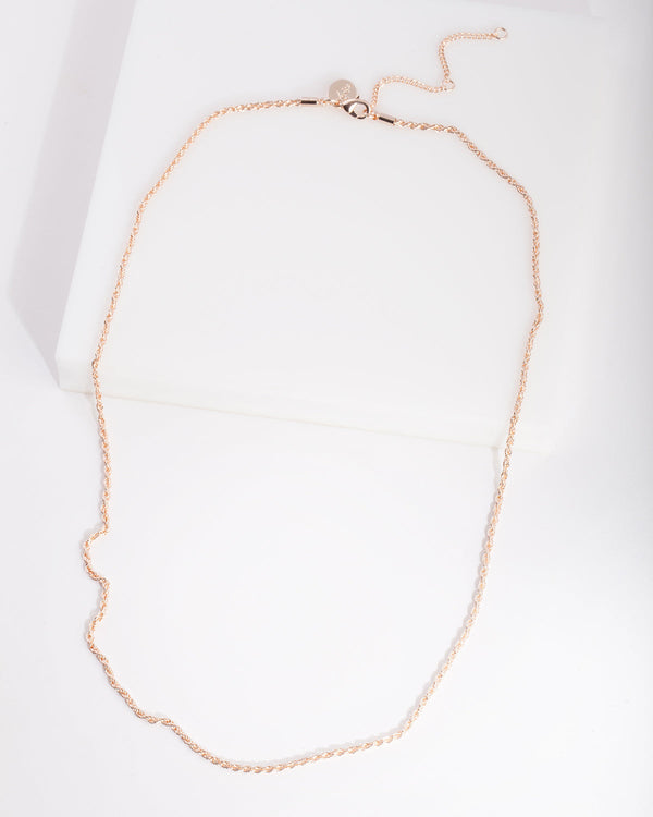 Real Rose Gold Plated 60cm Rope Chain Necklace