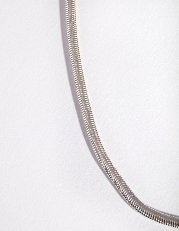 Real Silver Plated 35cm Flat Snake Necklace
