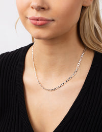 Real Silver Plated Figaro Chain Necklace - link has visual effect only