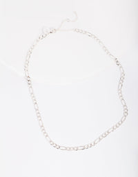 Real Silver Plated Figaro Chain Necklace - link has visual effect only