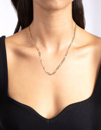 Real Gold Plated Figaro Chain Necklace - link has visual effect only