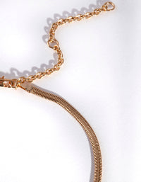 Real Gold Plated 35cm Flat Snake Necklace - link has visual effect only