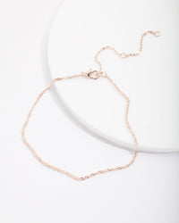 Real Rose Gold Plated Fine Twist Chain Anklet - link has visual effect only
