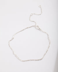Real Silver Plated Fine Link Chain Anklet - link has visual effect only