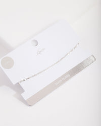 Real Silver Plated Fine Link Chain Anklet - link has visual effect only