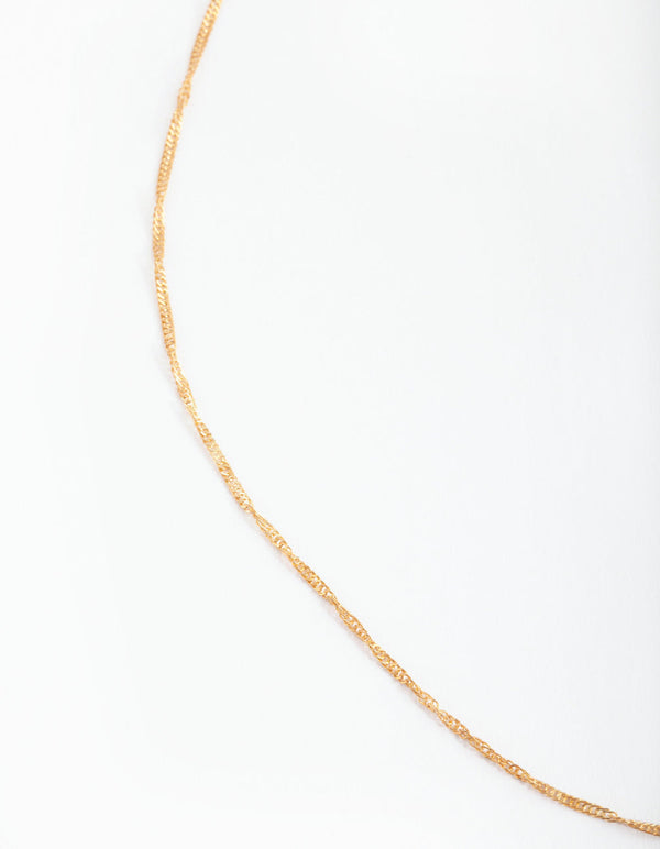 Gold Plated Sterling Silver Singapore Chain 38cm Necklace