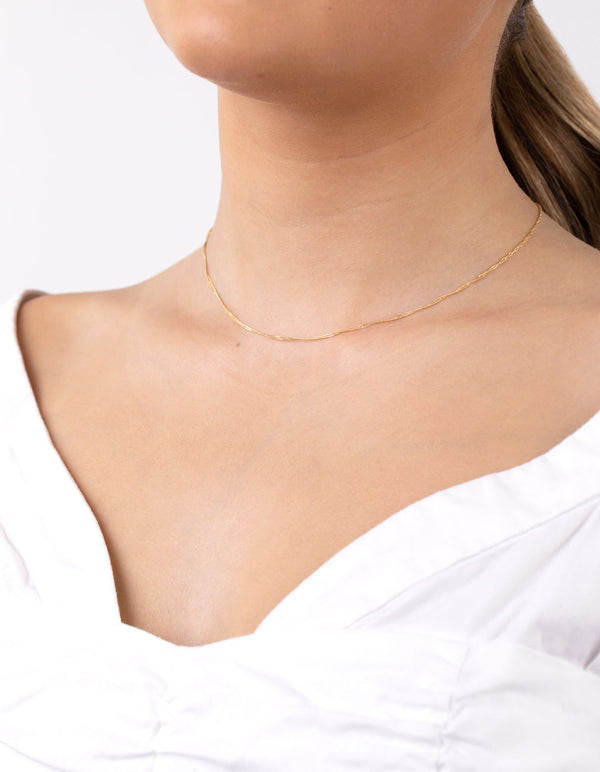 Gold Plated Sterling Silver Singapore Chain 38cm Necklace