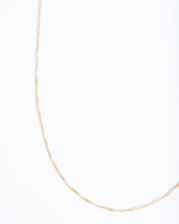 Gold Plated Sterling Silver Singapore Chain 60cm Necklace