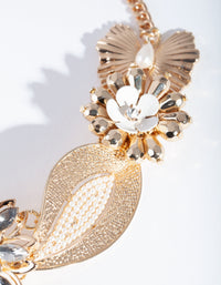 Gold Bee Flower and Pearl Necklace - link has visual effect only
